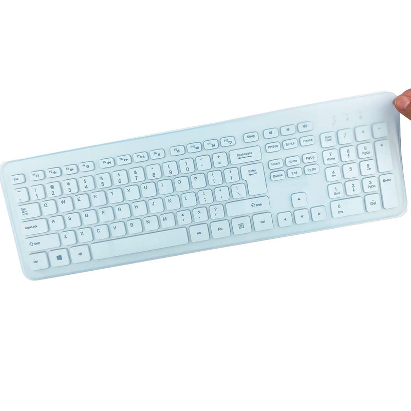 MUBUY-GOL Universal Keyboard Cover Skin for Standard Size PC Computer Desktop Keyboards (17.52" x 5.51"), Clear Waterproof Anti-Dust Silicone-Blue - Image 4